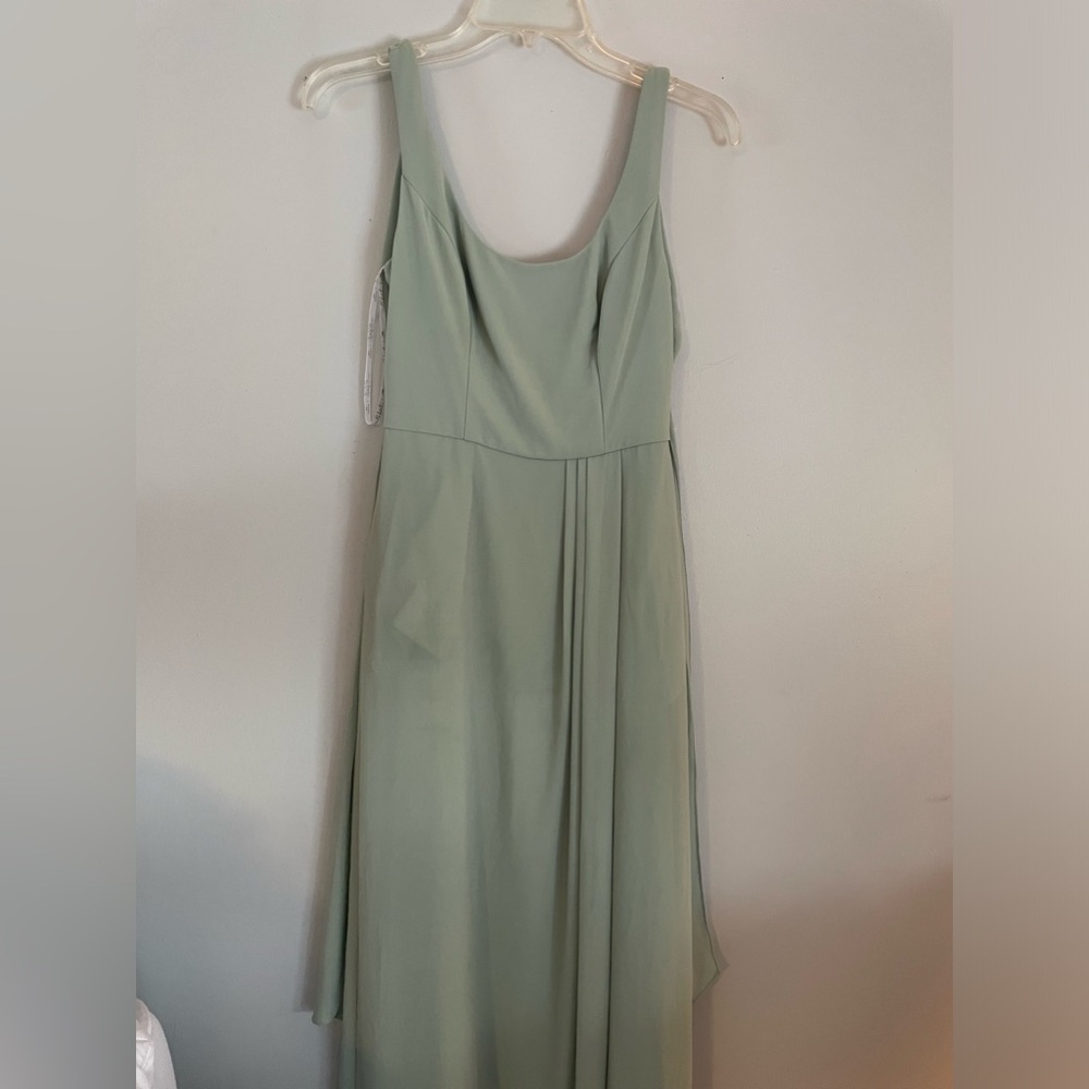 light green david’s bridal bridesmaids dress